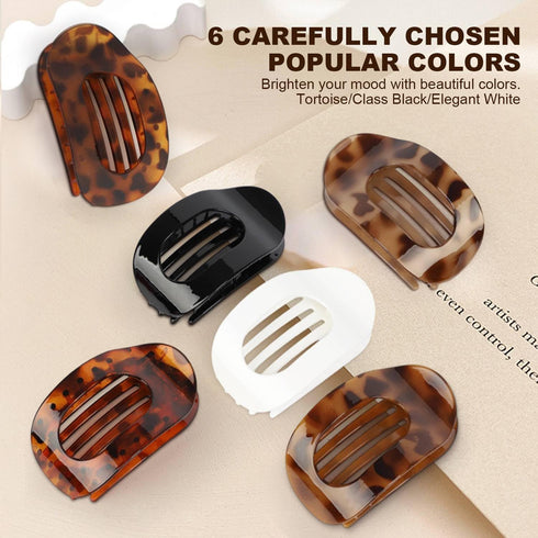 4 PCS Flat Hair Clips, Round Lay Down Hair Claw Clips for Women Girls, Comfortable Curved Flat Clips for Thick Thin Hair