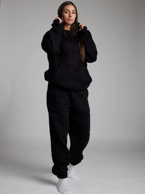 Women’s Casual Hoodie & Trousers Set – Loose Two-Piece Sweatsuit | Cozy Hooded Top and Long Pants Lounge Outfit