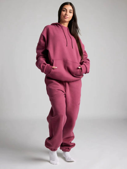 Women’s Casual Hoodie & Trousers Set – Loose Two-Piece Sweatsuit | Cozy Hooded Top and Long Pants Lounge Outfit