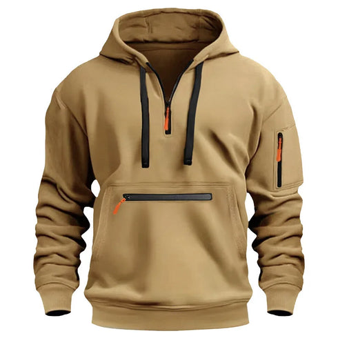 Men's Lightweight Pullover Hoodie - Casual Spring & Fall Hoodie with Arm Pocket