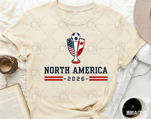 North America 2026 Soccer T-Shirt, USA Canada Mexico Fan Tee for Men and Women