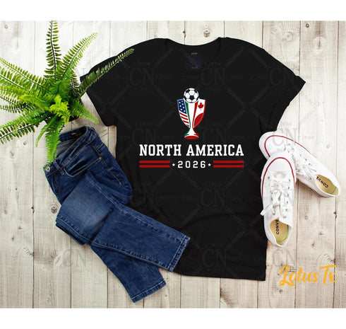 North America 2026 Soccer T-Shirt, USA Canada Mexico Fan Tee for Men and Women