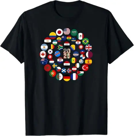 Worldwide Flags 2026 Soccer T-Shirt, USA Canada Mexico Fan Tee for Unisex Football Lovers