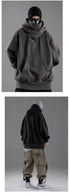 Men’s Embroidered Turtleneck Hoodie – Japanese Ninja Streetwear Oversized Y2K Pullover | Hip Hop Fleece Graphic Sweatshirt with Pocket (Autumn)