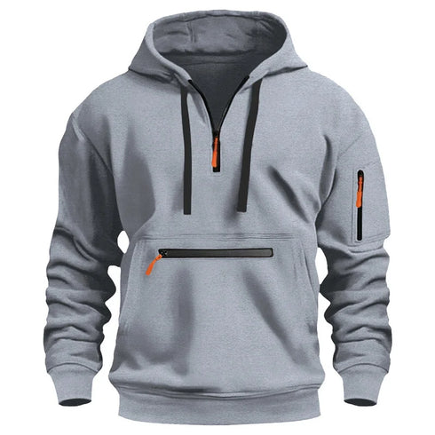 Men's Lightweight Pullover Hoodie - Casual Spring & Fall Hoodie with Arm Pocket