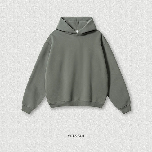 Men’s & Women’s Fleece Hoodie – 345gsm Thick Pullover | Loose Solid Hooded Sweatshirt with Side Zipper Pocket | Autumn & Winter Casual Unisex Hoodie