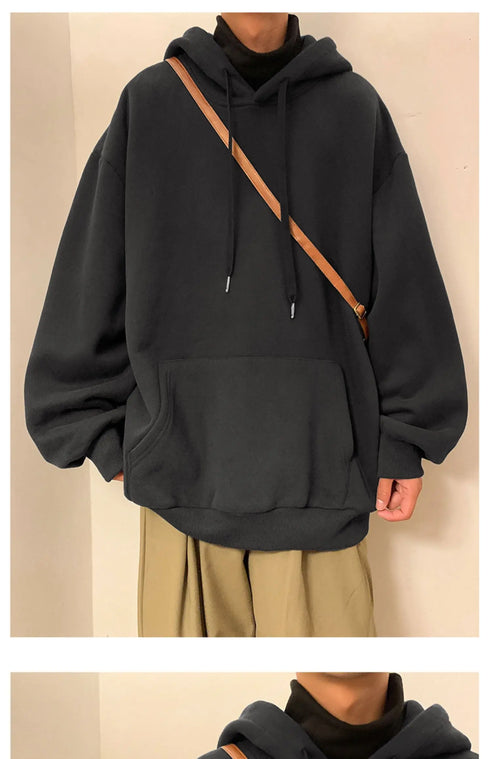 Men’s Oversized Hoodie – Casual Streetwear Hooded Sweatshirt for Spring & Fall | Loose Fit Harajuku Style Hoodie