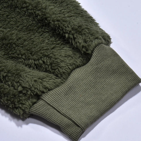 Men’s Plush Fleece Hoodie – Big & Tall Solid Color Zip-Up Sweatshirt | Lightweight Spring Casual Fuzzy Hoodie with Detachable Hood