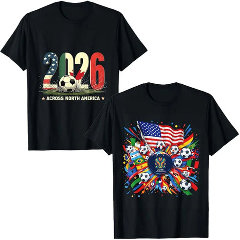 Vintage 2026 North America Soccer T-Shirt, USA Canada Mexico Fan Tee for Men and Women
