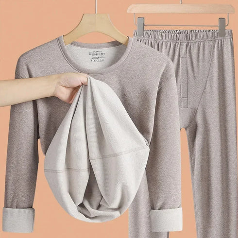 Men's Plus-Size Thermal Underwear Set Cashmere Antibacterial Two-Piece Base Layer