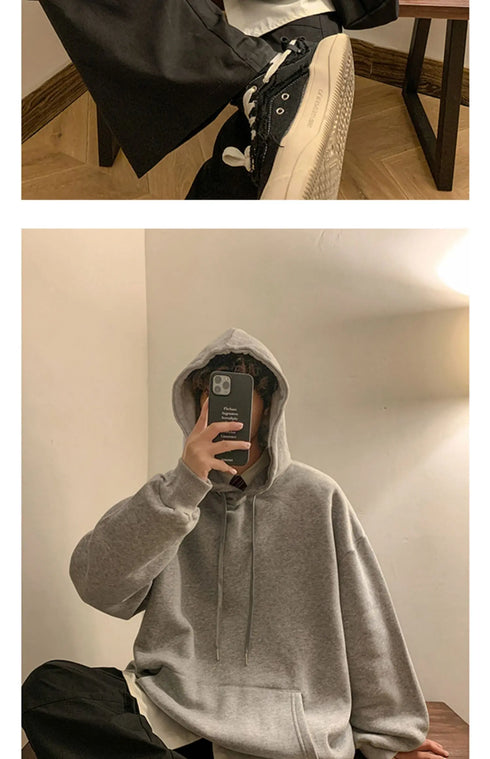 Men’s Oversized Hoodie – Casual Streetwear Hooded Sweatshirt for Spring & Fall | Loose Fit Harajuku Style Hoodie