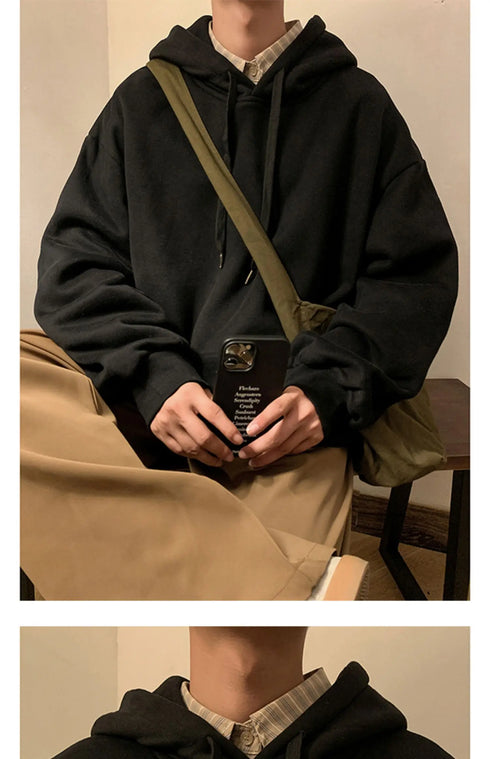 Men’s Oversized Hoodie – Casual Streetwear Hooded Sweatshirt for Spring & Fall | Loose Fit Harajuku Style Hoodie