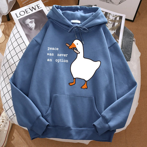 Fleece Hip Hop Hoodie - "Peace Was Never An Option" Graphic, Oversized Fit