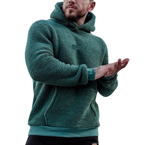 Men’s Plush Fleece Hoodie – Big & Tall Solid Color Zip-Up Sweatshirt | Lightweight Spring Casual Fuzzy Hoodie with Detachable Hood