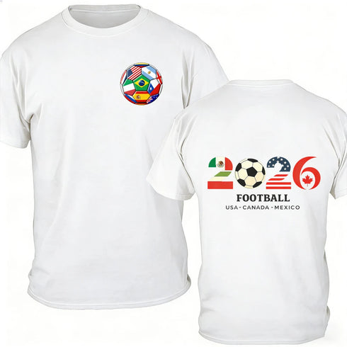 Men’s 100% Cotton 2026 Soccer T-Shirt, USA Canada Mexico Oversized Fan Tee