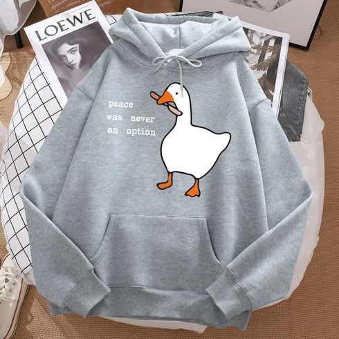 Fleece Hip Hop Hoodie - "Peace Was Never An Option" Graphic, Oversized Fit