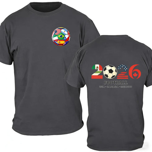 Men’s 100% Cotton 2026 Soccer T-Shirt, USA Canada Mexico Oversized Fan Tee
