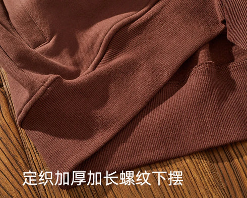 Men’s Heavyweight Cotton Hoodie – 500G Thick Knitted Pullover | Vintage Retro Hooded Sweatshirt for Autumn & Winter Casual Wear