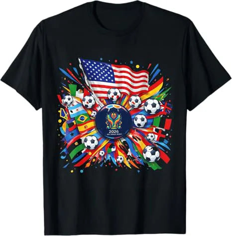 Vintage 2026 North America Soccer T-Shirt, USA Canada Mexico Fan Tee for Men and Women
