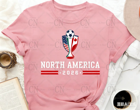 North America 2026 Soccer T-Shirt, USA Canada Mexico Fan Tee for Men and Women
