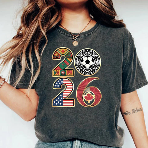 2026 Soccer Tournament T-Shirt for Fans, USA Canada Mexico Host Countries Game Day Tee