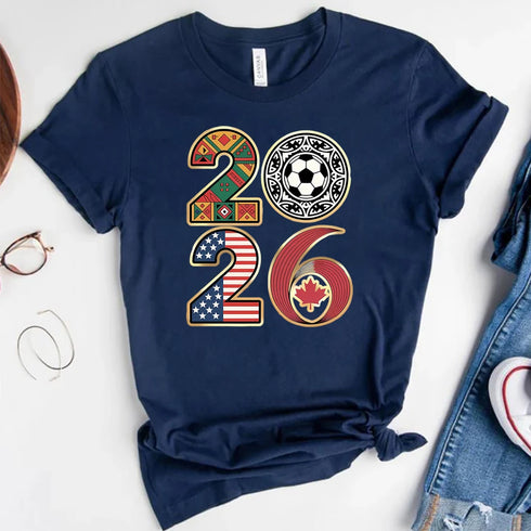 2026 Soccer Tournament T-Shirt for Fans, USA Canada Mexico Host Countries Game Day Tee
