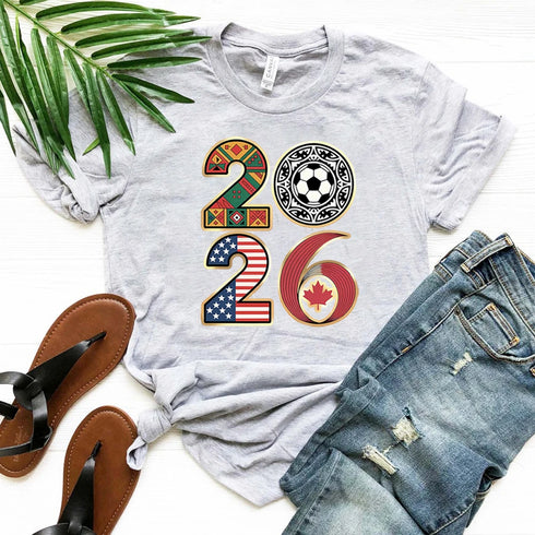 2026 Soccer Tournament T-Shirt for Fans, USA Canada Mexico Host Countries Game Day Tee