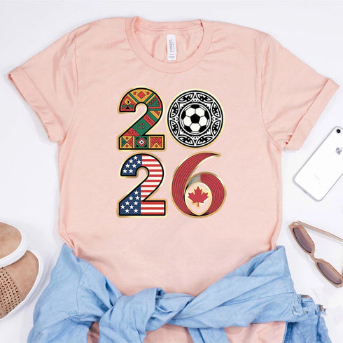 2026 Soccer Tournament T-Shirt for Fans, USA Canada Mexico Host Countries Game Day Tee