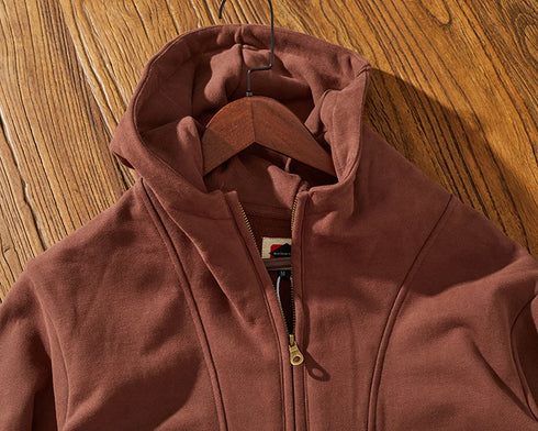 Men’s Heavyweight Cotton Hoodie – 500G Thick Knitted Pullover | Vintage Retro Hooded Sweatshirt for Autumn & Winter Casual Wear