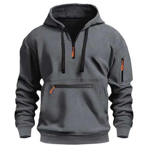Men's Lightweight Pullover Hoodie - Casual Spring & Fall Hoodie with Arm Pocket