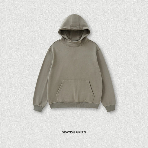 Men’s & Unisex Heavyweight Fleece Hoodie – 385G Thick Pullover | American Retro Loose-Fit Hooded Sweatshirt for Autumn & Winter