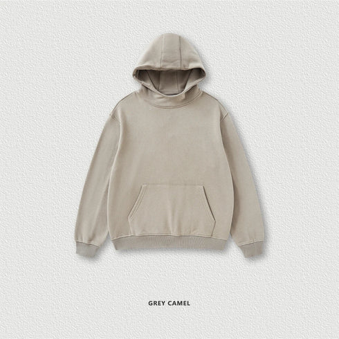 Men’s & Unisex Heavyweight Fleece Hoodie – 385G Thick Pullover | American Retro Loose-Fit Hooded Sweatshirt for Autumn & Winter