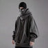 Men’s Embroidered Turtleneck Hoodie – Japanese Ninja Streetwear Oversized Y2K Pullover | Hip Hop Fleece Graphic Sweatshirt with Pocket (Autumn)