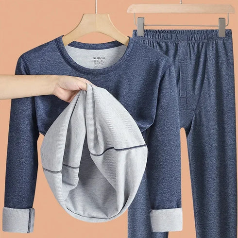 Men's Plus-Size Thermal Underwear Set Cashmere Antibacterial Two-Piece Base Layer