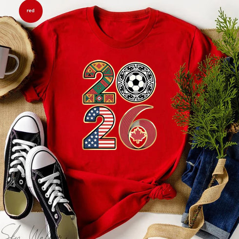 2026 Soccer Tournament T-Shirt for Fans, USA Canada Mexico Host Countries Game Day Tee