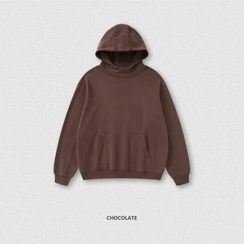 Men’s & Unisex Heavyweight Fleece Hoodie – 385G Thick Pullover | American Retro Loose-Fit Hooded Sweatshirt for Autumn & Winter