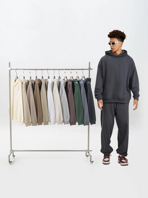 Men’s Heavy Terry Hoodie – Trendy American Style Solid Color Pullover | Casual Spring & Autumn Sweatshirt