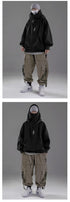 Men’s Embroidered Turtleneck Hoodie – Japanese Ninja Streetwear Oversized Y2K Pullover | Hip Hop Fleece Graphic Sweatshirt with Pocket (Autumn)