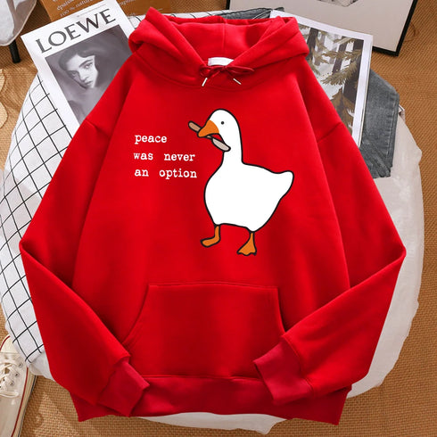 Fleece Hip Hop Hoodie - "Peace Was Never An Option" Graphic, Oversized Fit