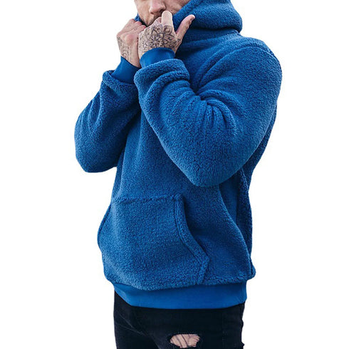 Men’s Plush Fleece Hoodie – Big & Tall Solid Color Zip-Up Sweatshirt | Lightweight Spring Casual Fuzzy Hoodie with Detachable Hood