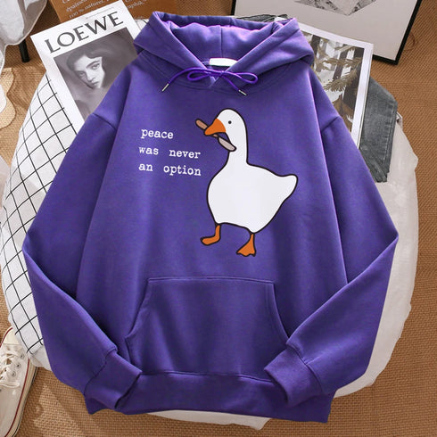 Fleece Hip Hop Hoodie - "Peace Was Never An Option" Graphic, Oversized Fit