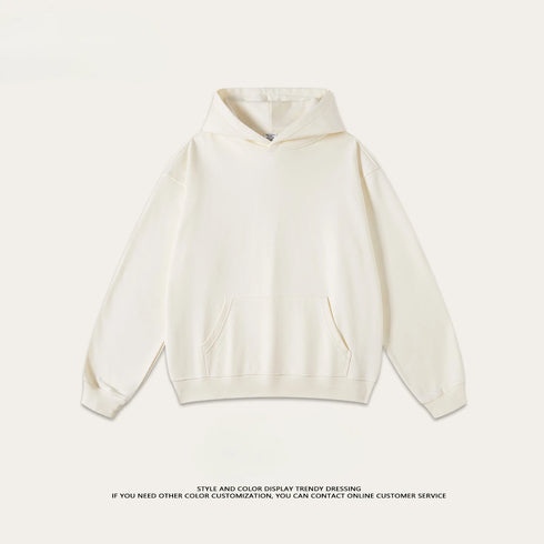 Men’s Heavy Terry Hoodie – Trendy American Style Solid Color Pullover | Casual Spring & Autumn Sweatshirt