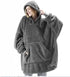 Oversized Fleece Wearable Blanket Hoodie – Double-Faced Warm Winter Pullover with Large Pocket | Unisex Cozy Sweatshirt Robe for Women & Men