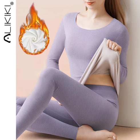 Women's Fleece-Lined Thermal Underwear Set - First Base Layer Long Johns Undershirt