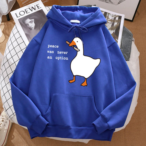 Fleece Hip Hop Hoodie - "Peace Was Never An Option" Graphic, Oversized Fit