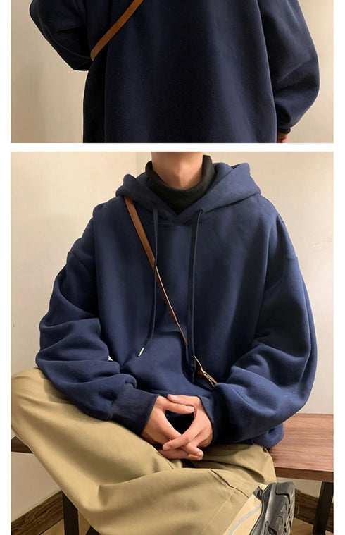 Men’s Oversized Hoodie – Casual Streetwear Hooded Sweatshirt for Spring & Fall | Loose Fit Harajuku Style Hoodie