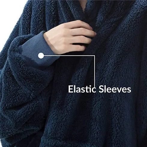 Oversized Fleece Wearable Blanket Hoodie – Double-Faced Warm Winter Pullover with Large Pocket | Unisex Cozy Sweatshirt Robe for Women & Men