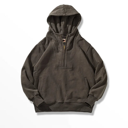 Men’s Heavyweight Cotton Hoodie – 500G Thick Knitted Pullover | Vintage Retro Hooded Sweatshirt for Autumn & Winter Casual Wear