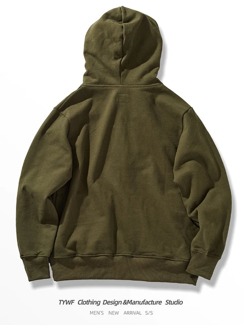 Men’s Heavyweight Cotton Hoodie – 500G Thick Knitted Pullover | Vintage Retro Hooded Sweatshirt for Autumn & Winter Casual Wear