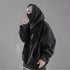 Men’s Embroidered Turtleneck Hoodie – Japanese Ninja Streetwear Oversized Y2K Pullover | Hip Hop Fleece Graphic Sweatshirt with Pocket (Autumn)
